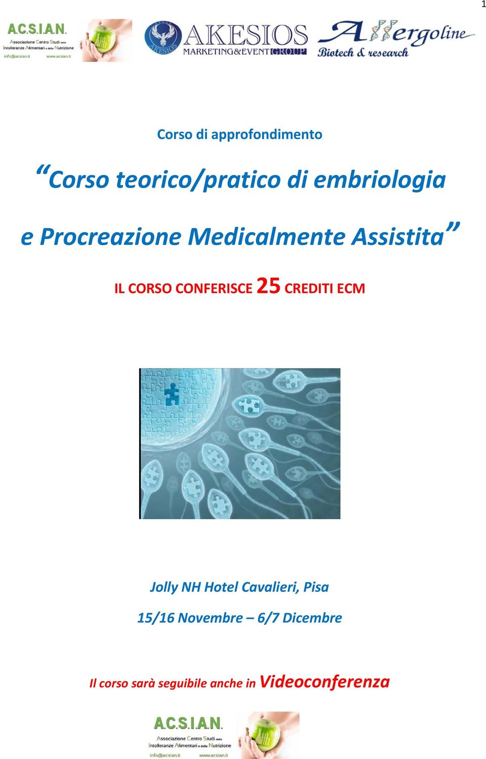 CONFERISCE 25 CREDITI ECM Jolly NH Hotel Cavalieri, Pisa