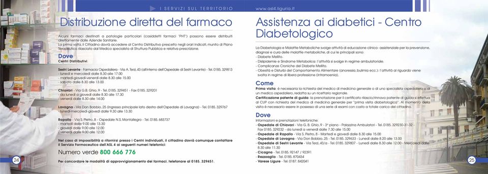 La prima volta, il Cittadino dovrà accedere al Centro Distributivo prescelto negli orari indicati, munito di Piano Terapeutico rilasciato dal Medico specialista di Struttura Pubblica e relativa