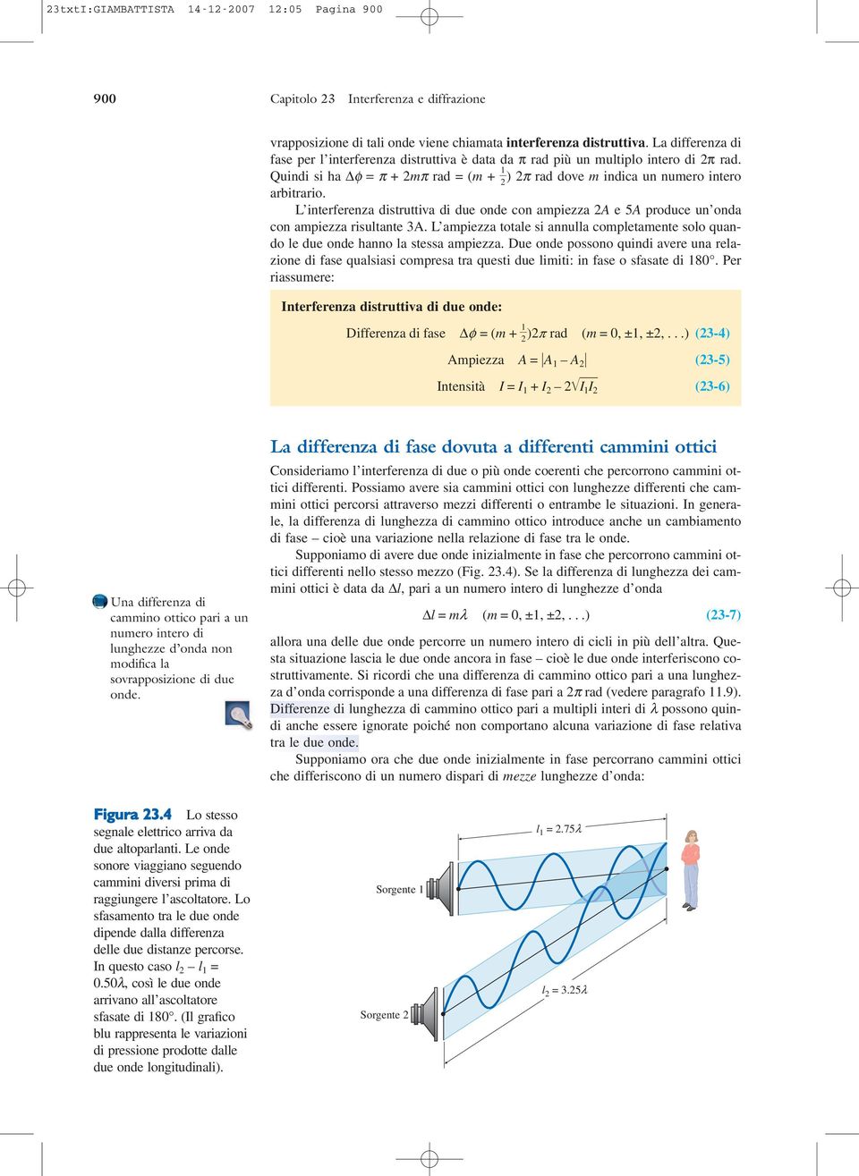 L interferenza distruttiva di due onde con ampiezza 2A e 5A produce un onda con ampiezza risultante 3A. L ampiezza totale si annulla completamente solo uando le due onde hanno la stessa ampiezza.