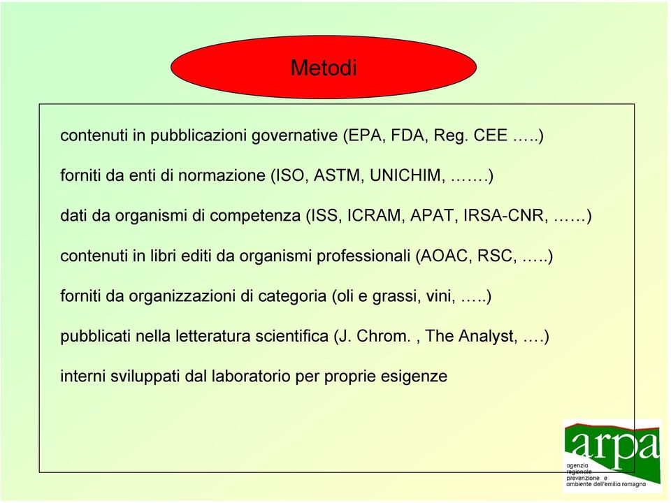 ) dati da organismi di competenza (ISS, ICRAM, APAT, IRSA-CNR, ) contenuti in libri editi da organismi