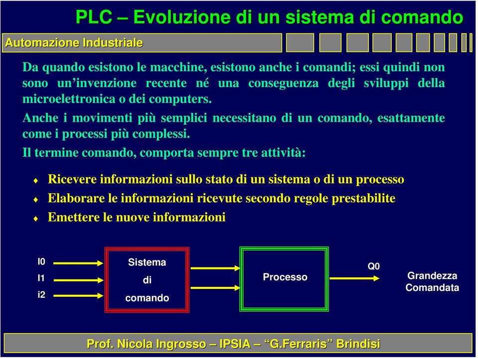 Anche i movimenti più semplici necessitano di un comando, esattamente come i processi più complessi.