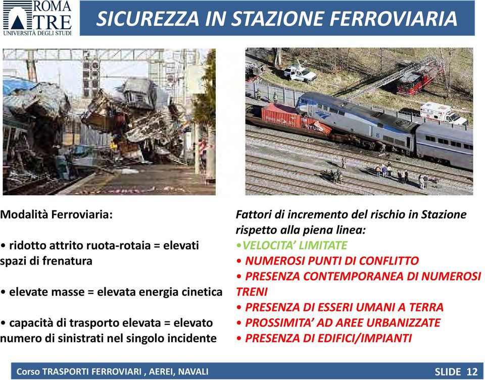 Stazione rispetto alla piena linea: VELOCITA LIMITATE NUMEROSI PUNTI DI CONFLITTO PRESENZA CONTEMPORANEA DI NUMEROSI TRENI PRESENZA DI