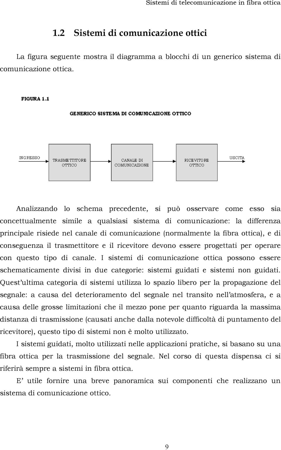 la fibra ottica), e di conseguenza il trasmettitore e il ricevitore devono essere progettati per operare con questo tipo di canale.