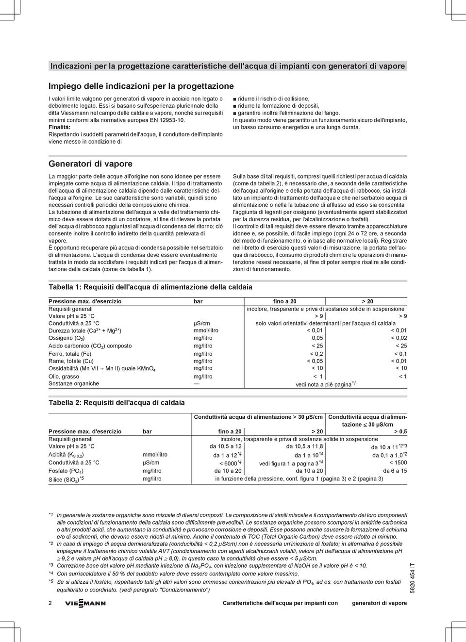 Essi si basano sull'esperienza pluriennale della ditta Viessmann nel campo delle caldaie a vapore, nonché sui requisiti minimi conformi alla normativa europea EN 12953-10.