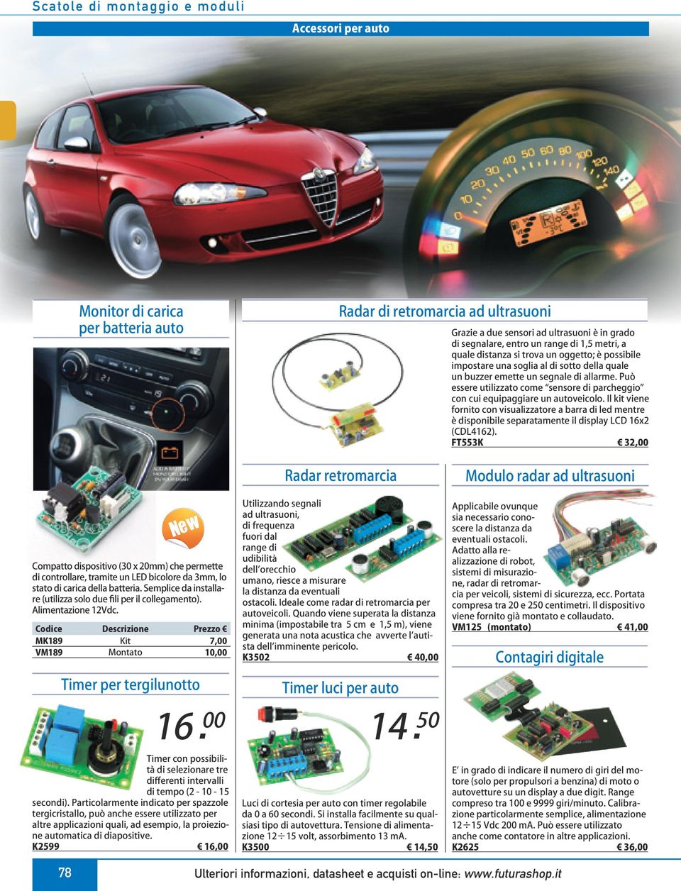 Il kit viene fornito con visualizzatore a barra di led mentre è disponibile separatamente il display LCD 16x2 (CDL4162).