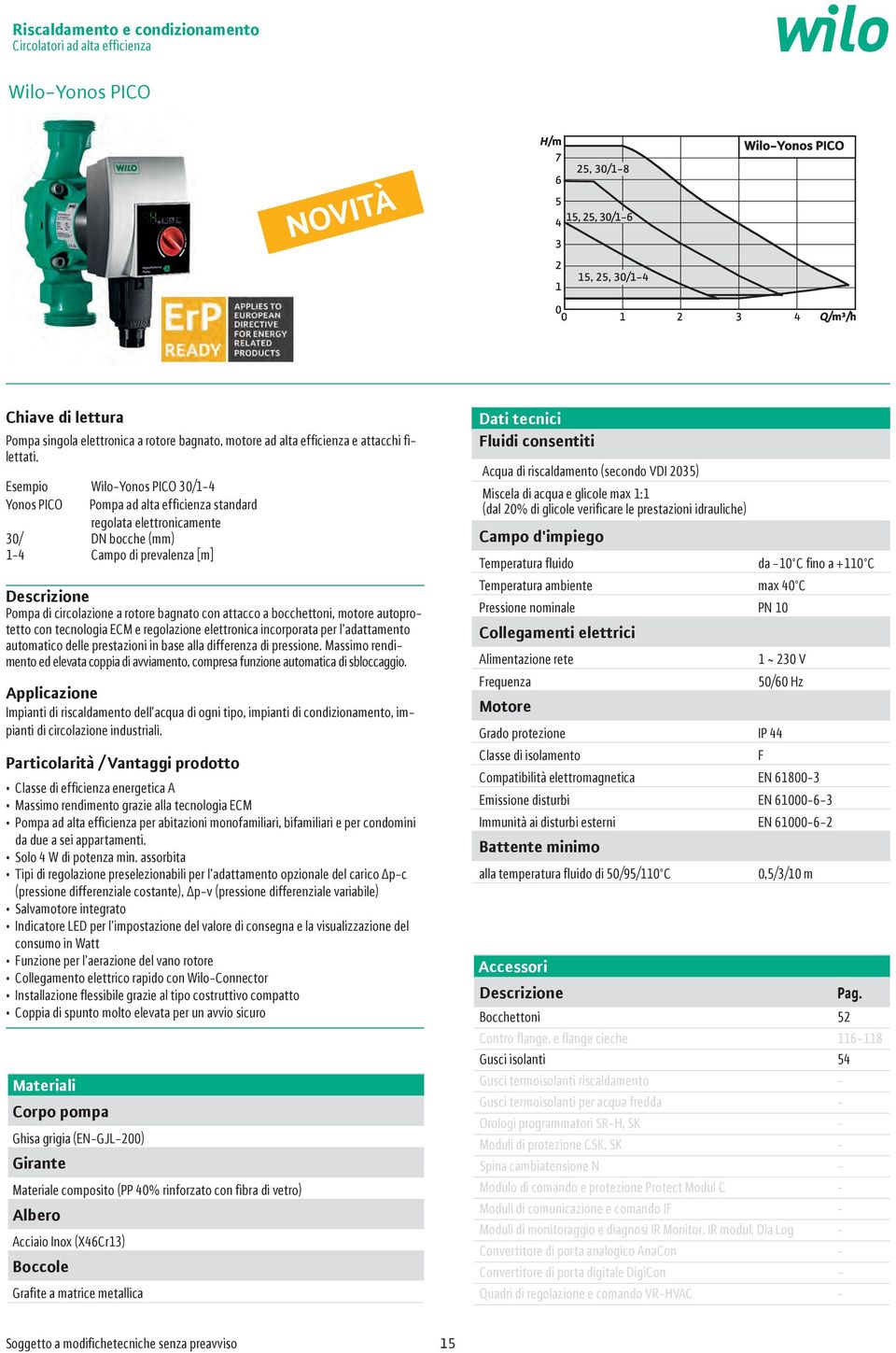 con attacco a bocchettoni, motore autoprotetto con tecnologia ECM e regolazione elettronica incorporata per l adattamento automatico delle prestazioni in base alla differenza di pressione.