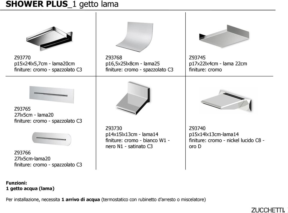 bianco W1 - nero N1 - satinato C3 Z93740 p15x14lx13cm-lama14 - nickel lucido C8 - oro D Funzioni: 1