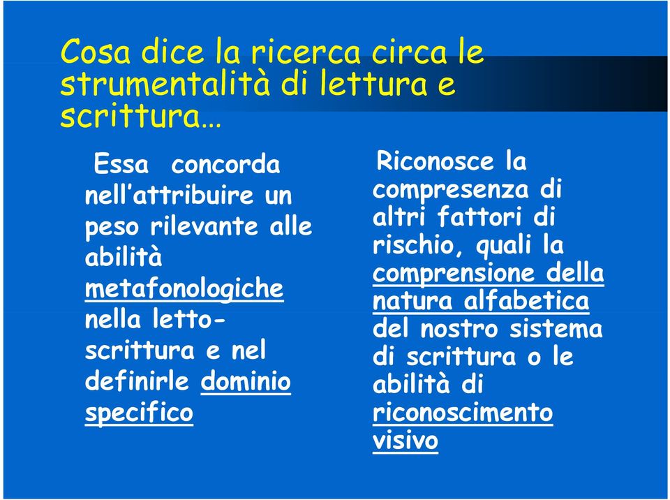 quali la comprensione della metafonologiche natura alfabetica nella letto- del nostro sistema