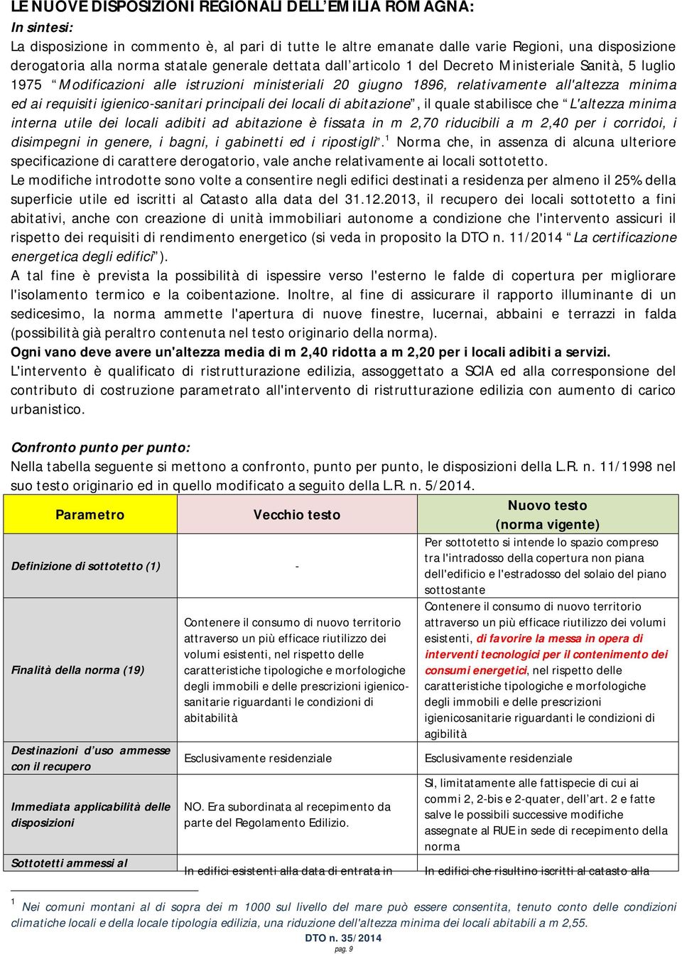 igienico-sanitari principali dei locali di abitazione, il quale stabilisce che L'altezza minima interna utile dei locali adibiti ad abitazione è fissata in m 2,70 riducibili a m 2,40 per i corridoi,