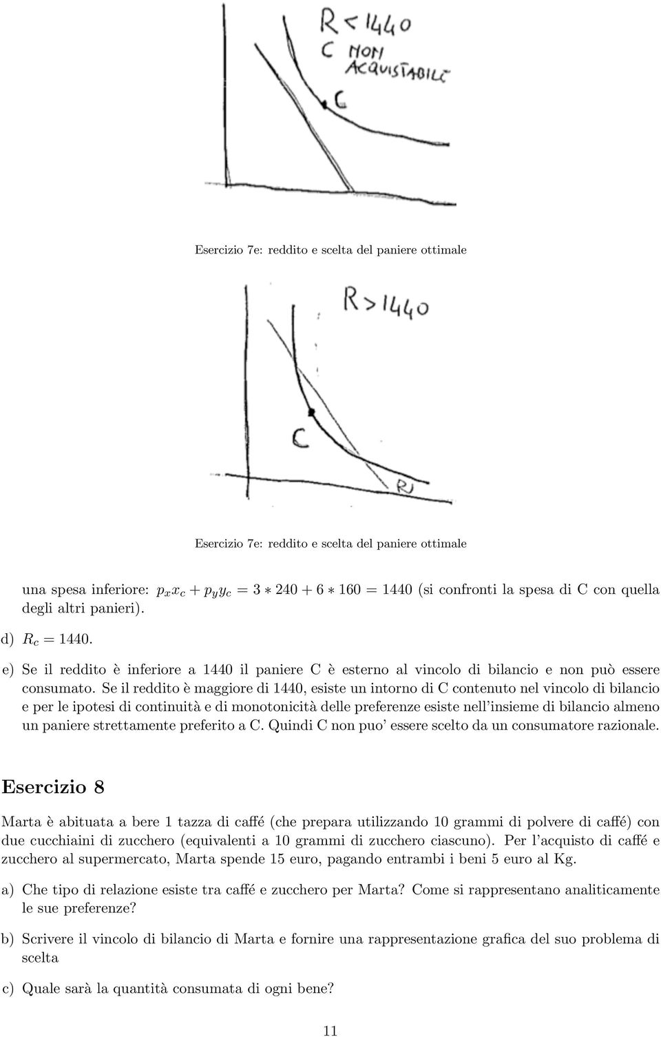 Se il reddito è maggiore di 1440, esiste un intorno di C contenuto nel vincolo di bilancio e per le ipotesi di continuità e di monotonicità delle preferenze esiste nell insieme di bilancio almeno un