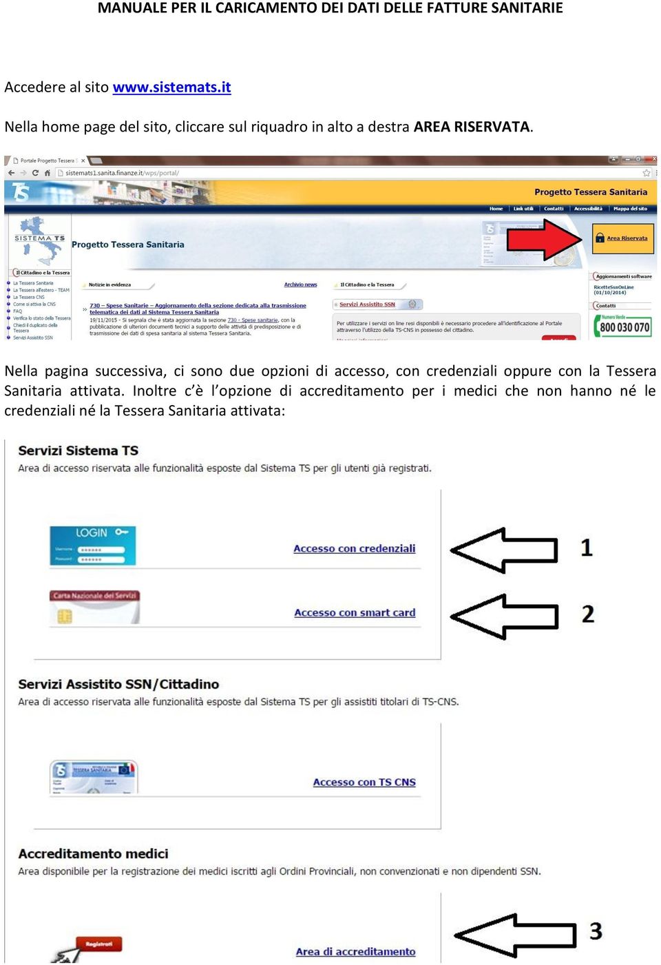 Nella pagina successiva, ci sono due opzioni di accesso, con credenziali oppure con la Tessera