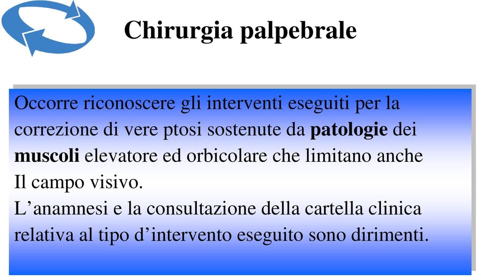 orbicolare che limitano anche Il Il campo visivo.