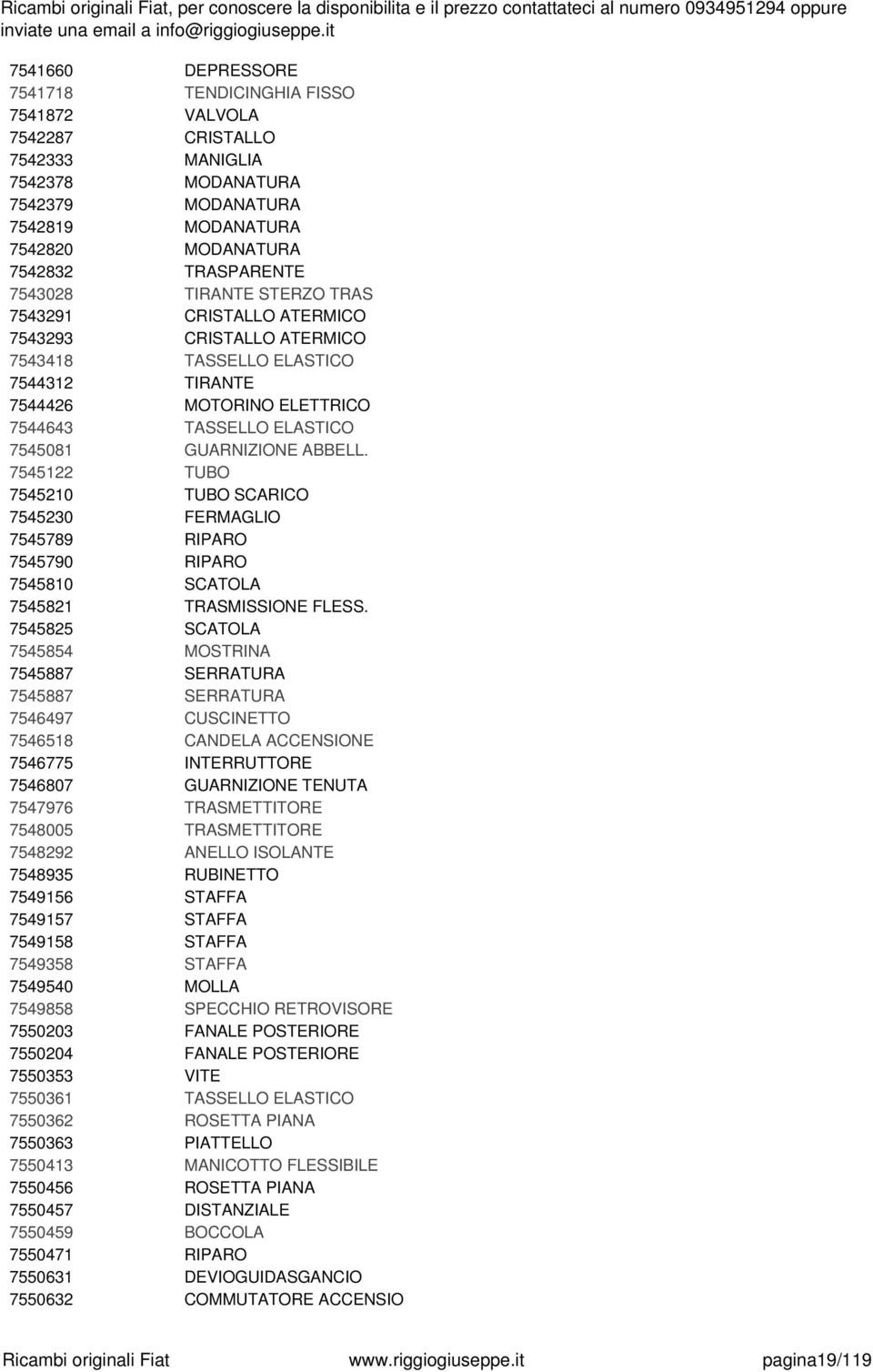 ABBELL. 7545122 TUBO 7545210 TUBO SCARICO 7545230 FERMAGLIO 7545789 RIPARO 7545790 RIPARO 7545810 SCATOLA 7545821 TRASMISSIONE FLESS.