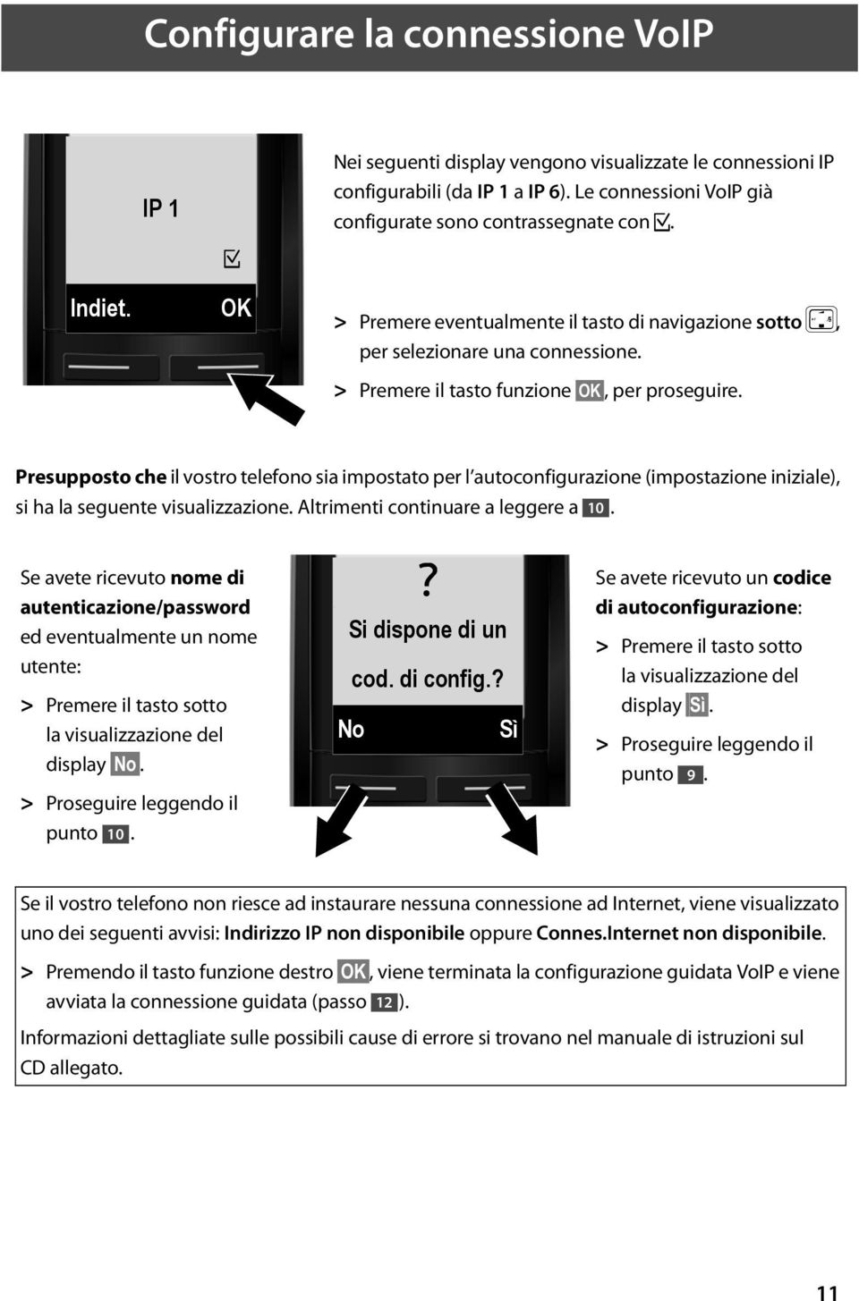 Presupposto che il vostro telefono sia impostato per l autoconfigurazione (impostazione iniziale), si ha la seguente visualizzazione. Altrimenti continuare a leggere a 10.