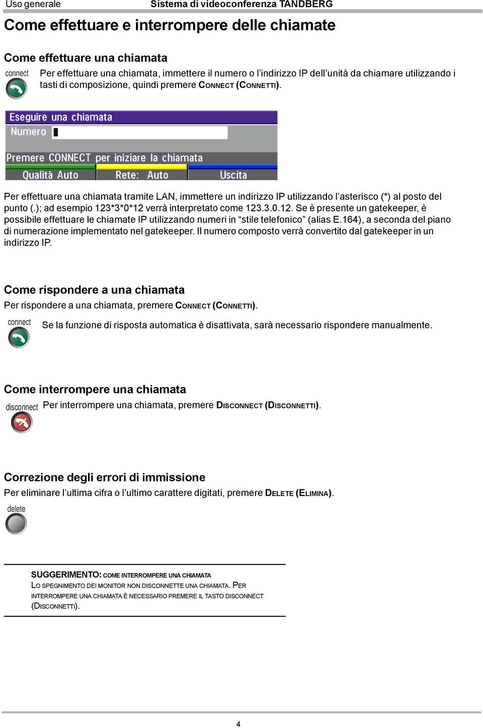 Per effettuare una chiamata tramite LAN, immettere un indirizzo IP utilizzando l asterisco (*) al posto del punto (.); ad esempio 123