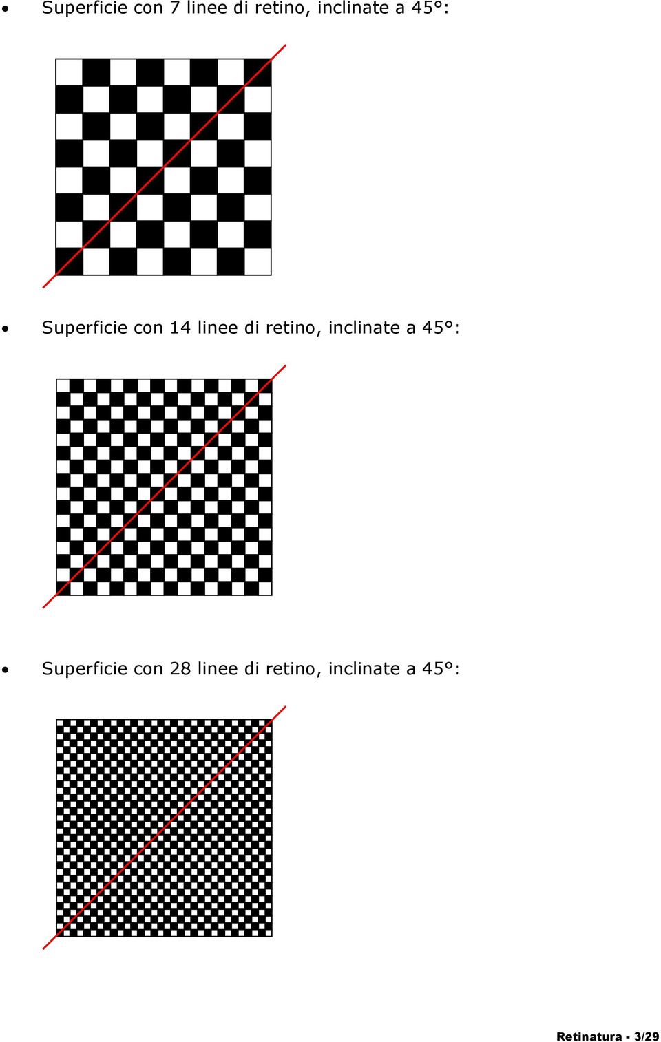 di retino, inclinate a 45 : Superficie con