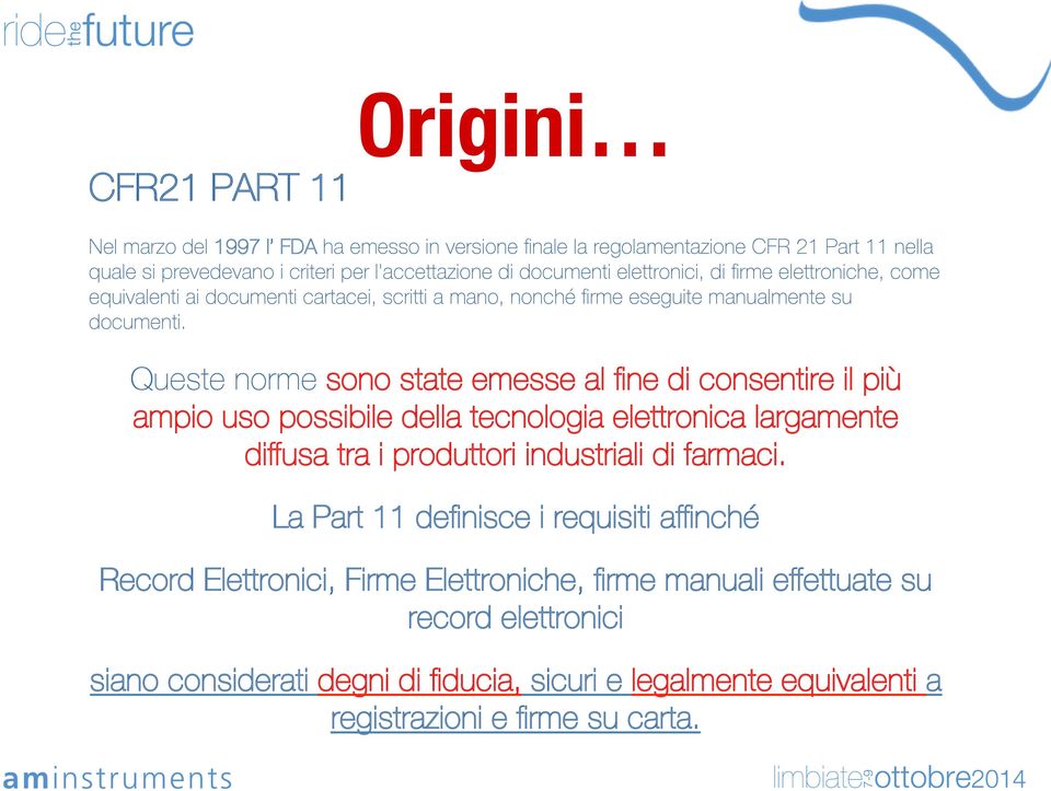 Queste norme sono state emesse al fine di consentire il più ampio uso possibile della tecnologia elettronica largamente diffusa tra i produttori industriali di farmaci.