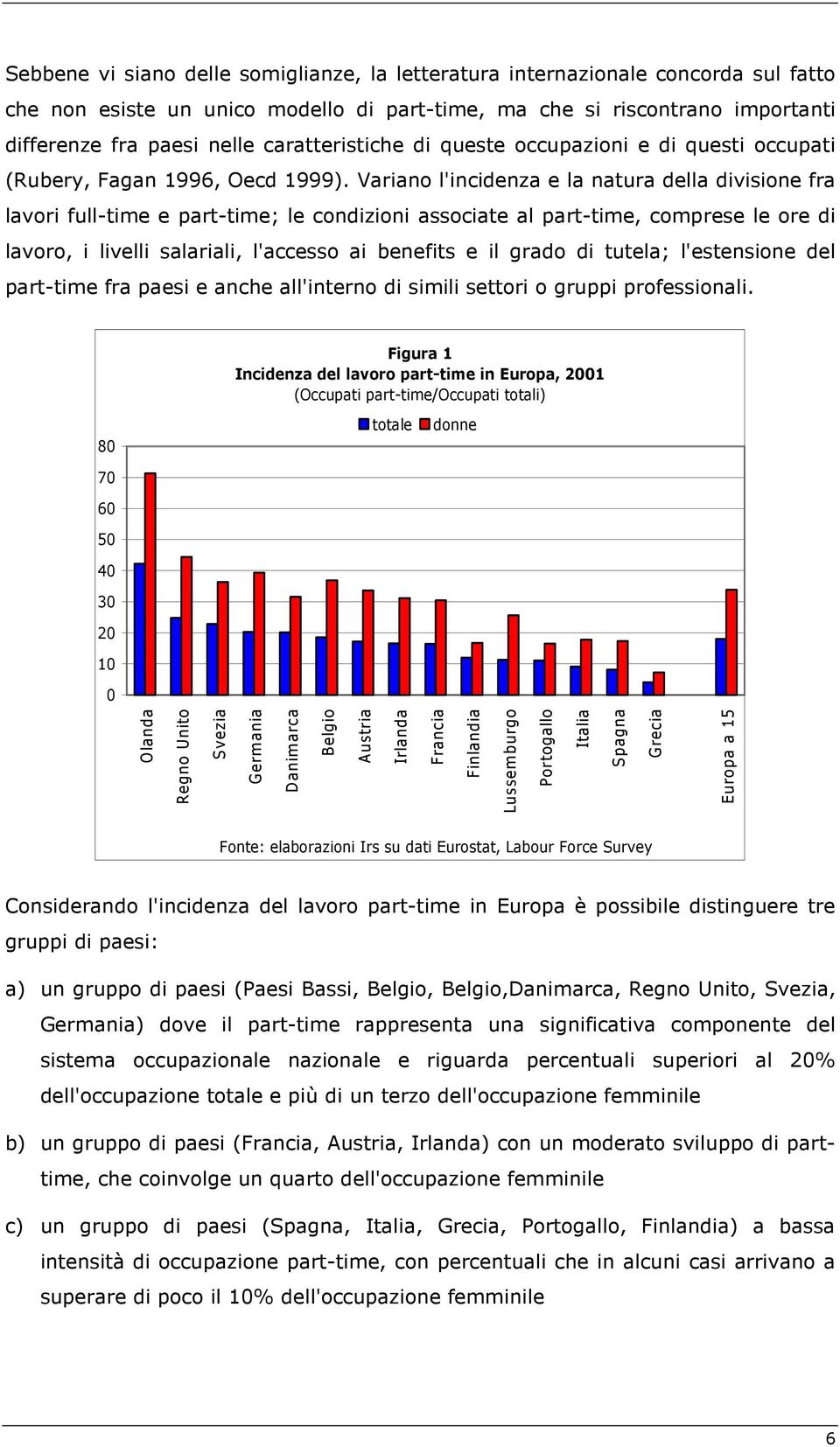 Variano l'incidenza e la natura della divisione fra lavori full-time e part-time; le condizioni associate al part-time, comprese le ore di lavoro, i livelli salariali, l'accesso ai benefits e il