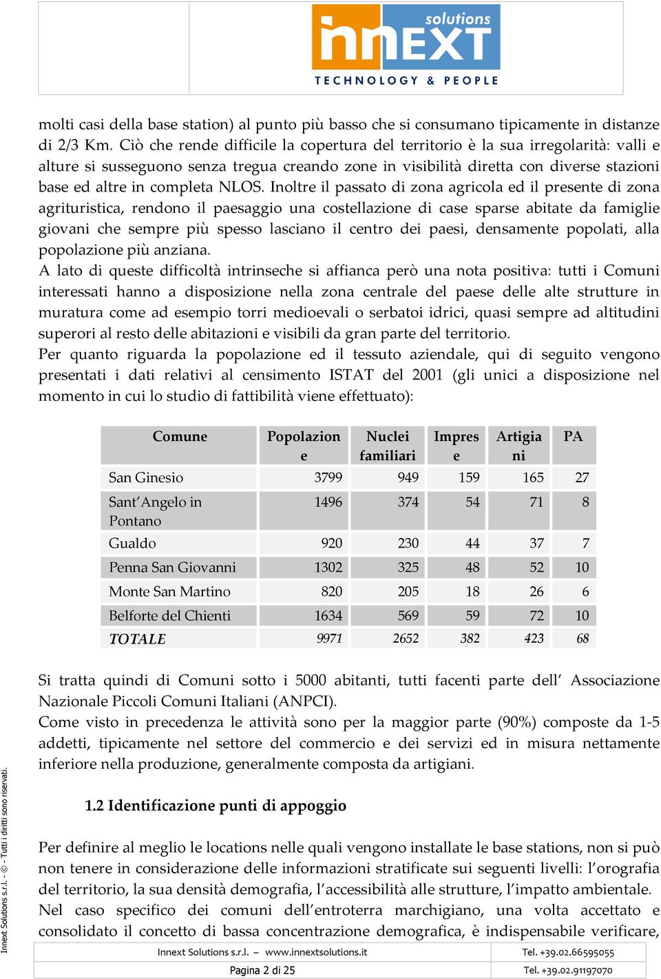 NLOS. Inoltre il passato di zona agricola ed il presente di zona agrituristica, rendono il paesaggio una costellazione di case sparse abitate da famiglie giovani che sempre più spesso lasciano il