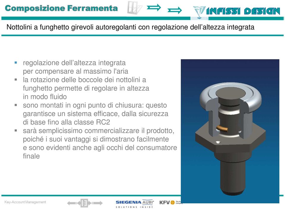 sono montati in ogni punto di chiusura: questo garantisce un sistema efficace, dalla sicurezza di base fino alla classe RC2 sarà