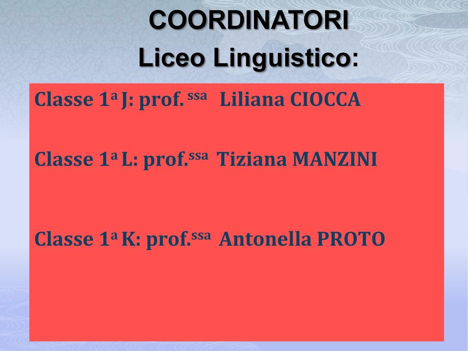 ssa Liliana CIOCCA Classe 1 a L: prof.