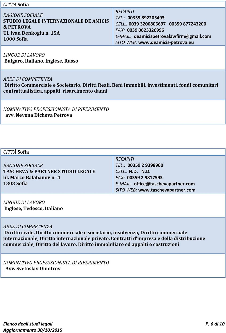 eu Bulgaro, Italiano, Inglese, Russo Diritto Commerciale e Societario, Diritti Reali, Beni Immobili, investimenti, fondi comunitari contrattualistica, appalti, risarcimento danni avv.