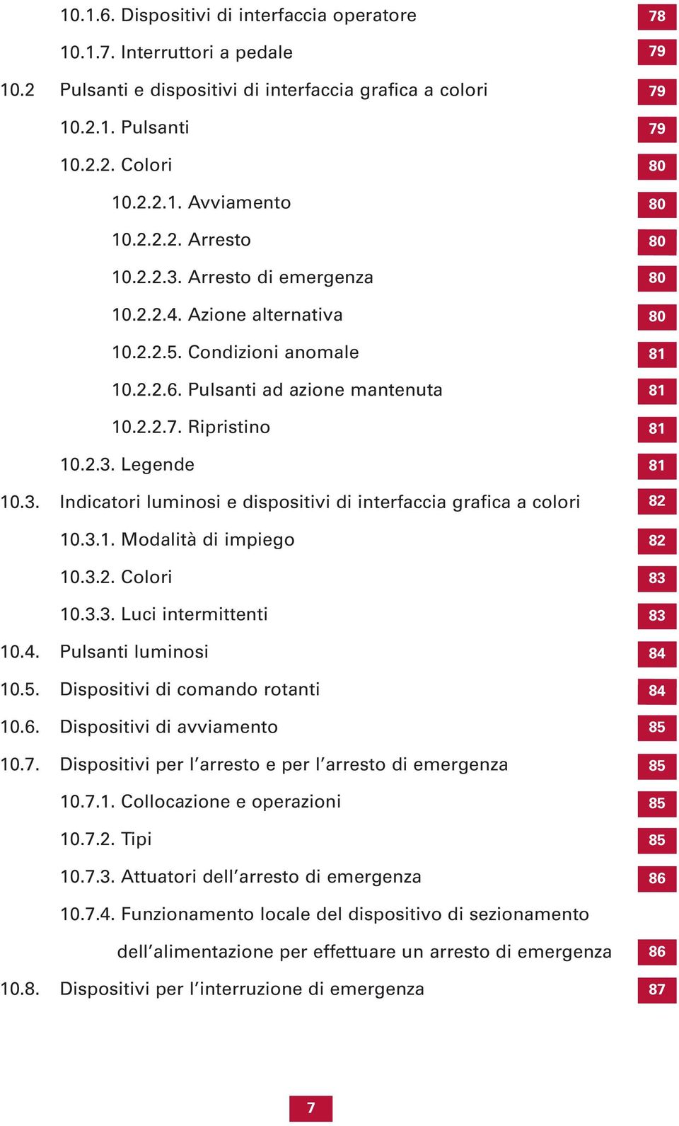 3.1. Modalità di impiego 10.3.2. Colori 10.3.3. Luci intermittenti 10.4. Pulsanti luminosi 10.5. Dispositivi di comando rotanti 10.6. Dispositivi di avviamento 10.7.