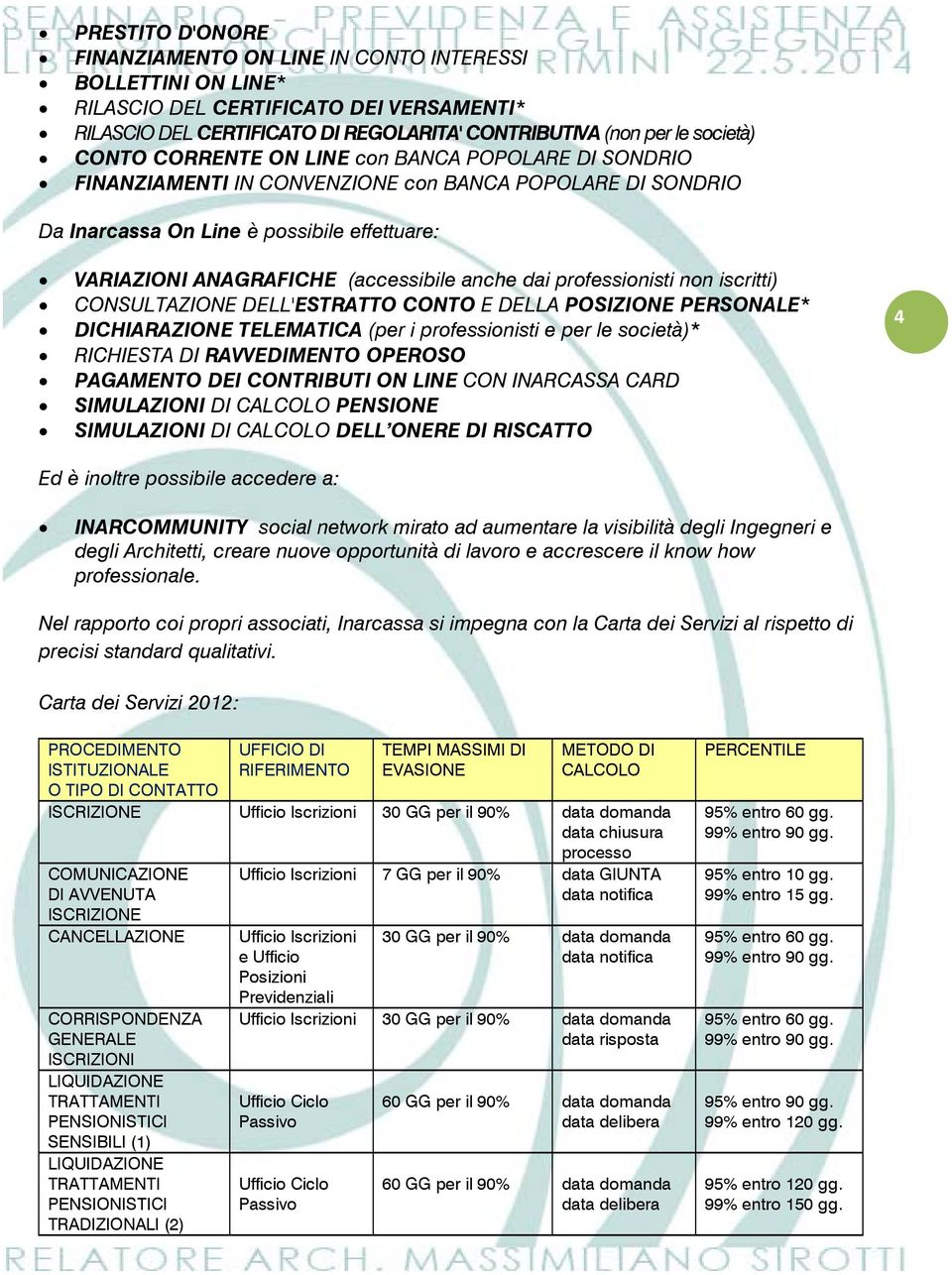 professionisti non iscritti) CONSULTAZIONE DELL'ESTRATTO CONTO E DELLA POSIZIONE PERSONALE* DICHIARAZIONE TELEMATICA (per i professionisti e per le società)* RICHIESTA DI RAVVEDIMENTO OPEROSO