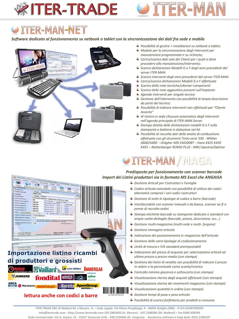 degli anni precedenti dal server ITER-MAN Scarico interventi degli anni precedenti dal server ITER-MAN Carico/scarico dichiarazioni Modelli G e F effettuate Scarico delle note tecniche/ulteriori