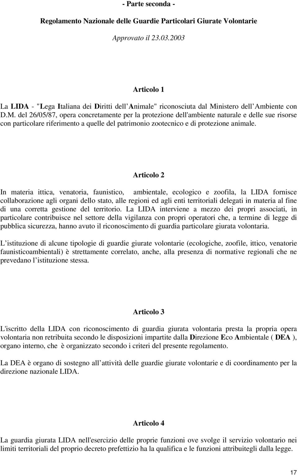 nistero dell Ambiente con D.M.