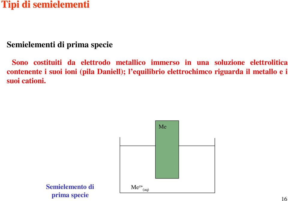 contenente i suoi ioni (pila Daniell); l equilibrio elettrochimco