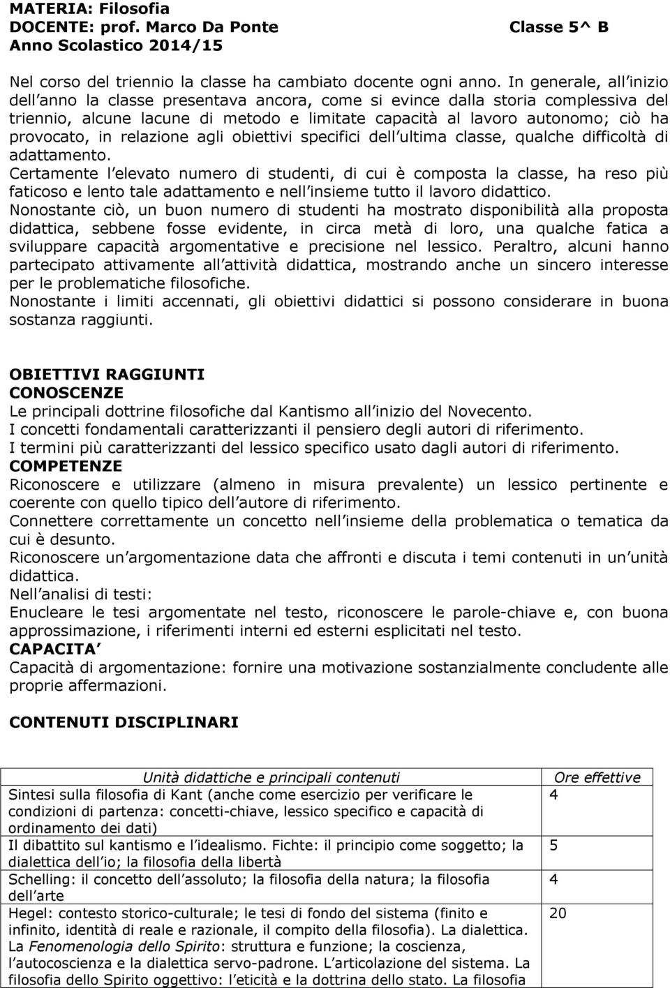 in relazione agli obiettivi specifici dell ultima classe, qualche difficoltà di adattamento.