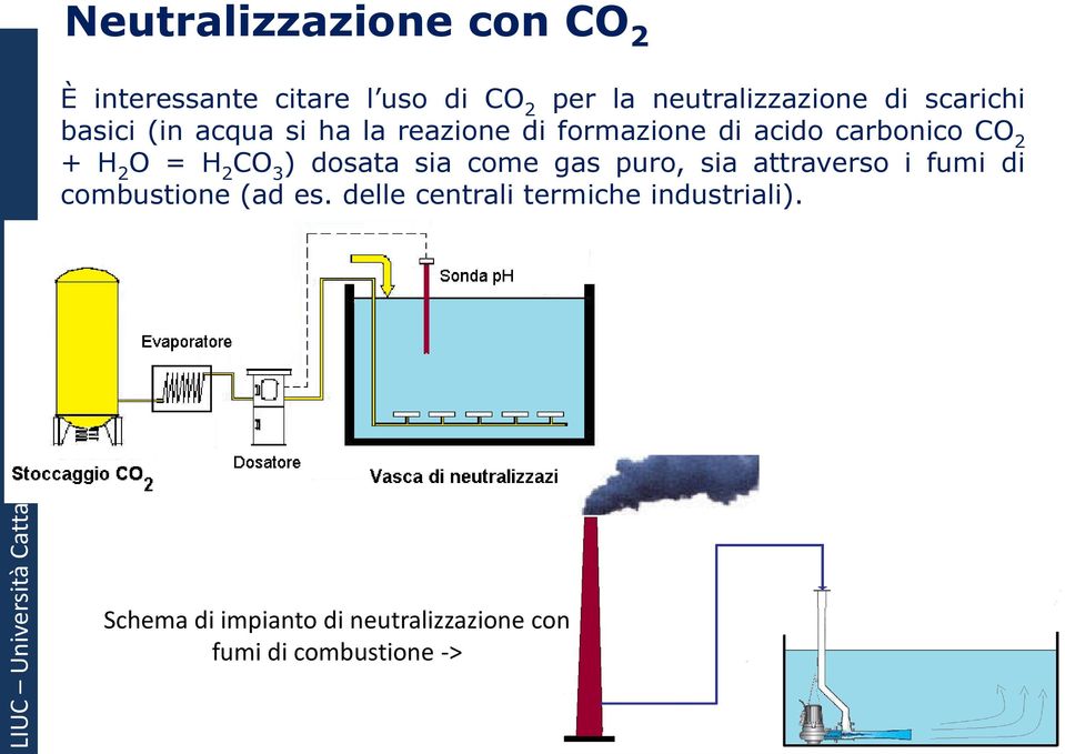H 2 CO 3 ) dosata sia come gas puro, sia attraverso i fumi di combustione (ad es.