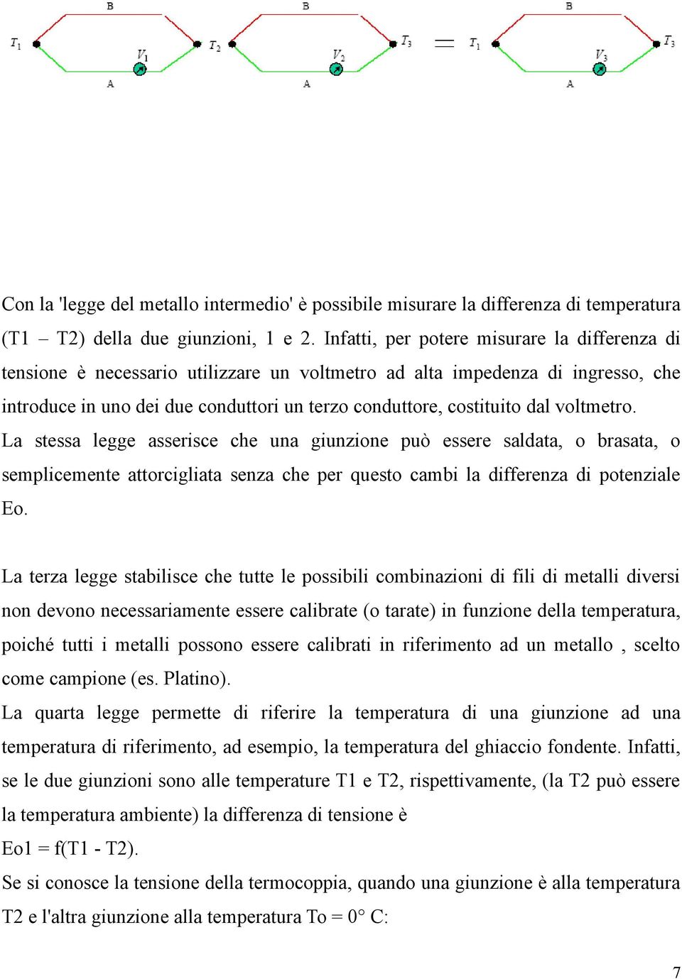 voltmetro. La stessa legge asserisce che una giunzione può essere saldata, o brasata, o semplicemente attorcigliata senza che per questo cambi la differenza di potenziale Eo.