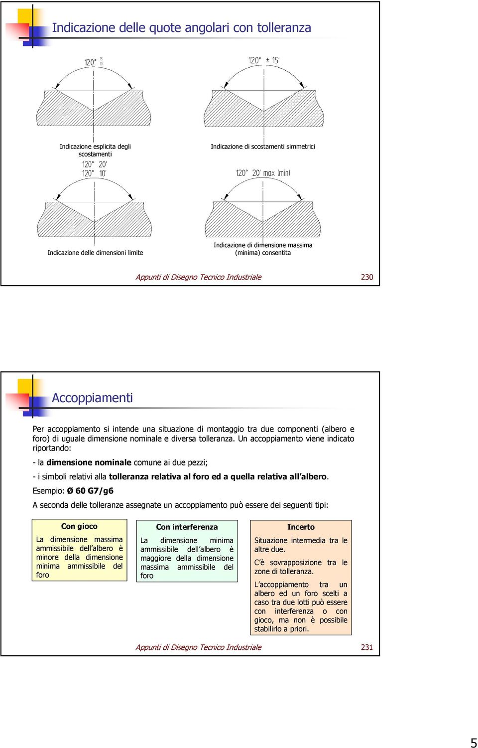 e diversa tolleranza. Un accoppiamento viene indicato riportando: la dimensione nominale comune ai due pezzi; i simboli relativi alla tolleranza relativa al foro ed a quella relativa all albero.