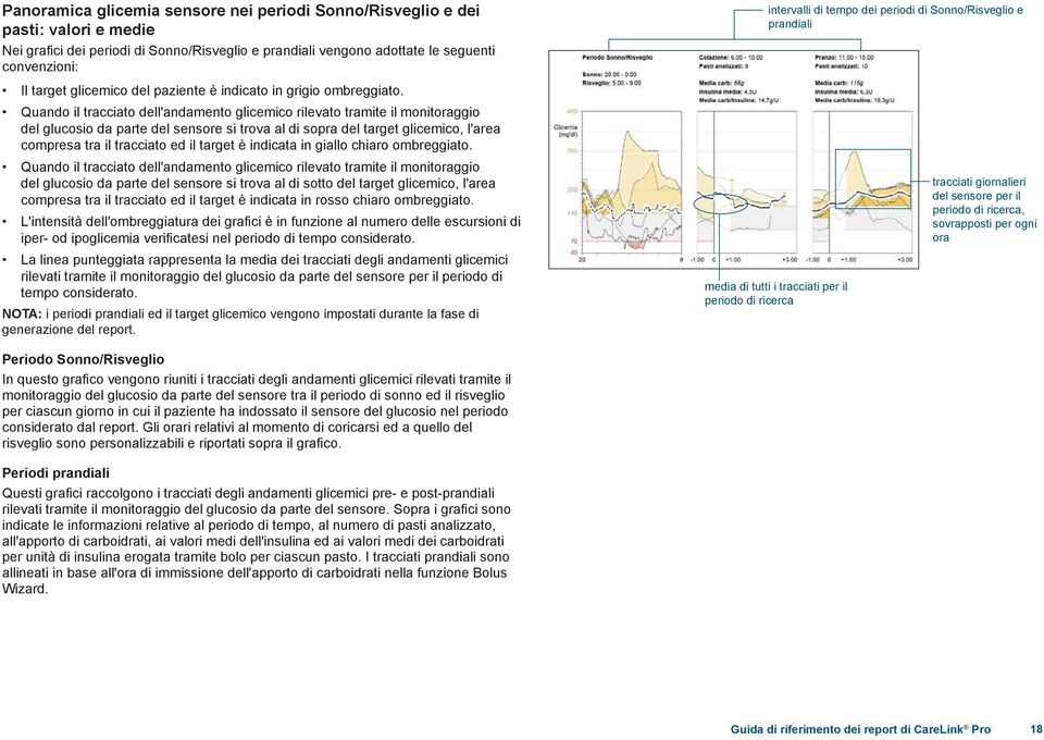 Quando il tracciato dell'andamento glicemico rilevato tramite il monitoraggio del glucosio da parte del sensore si trova al di sopra del target glicemico, l'area compresa tra il tracciato ed il