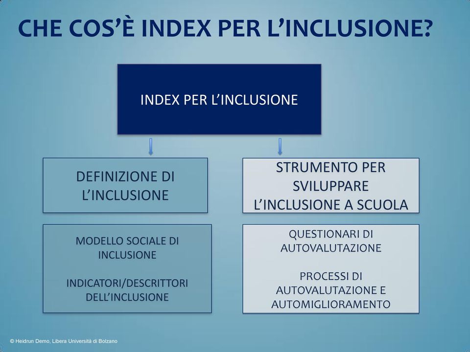 INCLUSIONE INDICATORI/DESCRITTORI DELL INCLUSIONE STRUMENTO PER