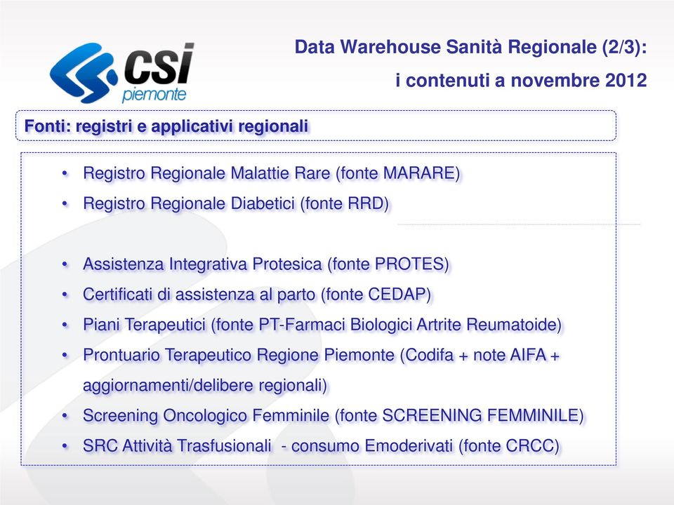 (fonte CEDAP) Piani Terapeutici (fonte PT-Farmaci Biologici Artrite Reumatoide) Prontuario Terapeutico Regione Piemonte (Codifa + note AIFA +