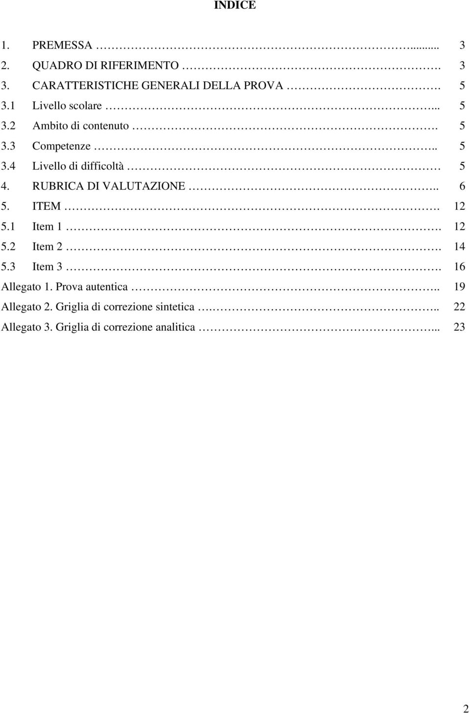 RUBRICA DI VALUTAZIONE.. 6 5. ITEM. 12 5.1 Item 1. 12 5.2 Item 2. 14 5.3 Item 3. 16 Allegato 1.