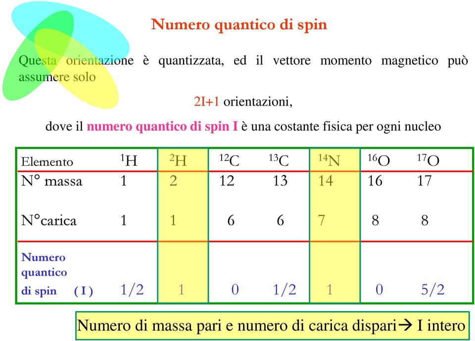 nucleo Elemento 1 H 2 H 12 C 13 C 14 N 16 O 17 O N massa 1 2 12 13 14 16 17 N carica 1 1 6 6 7 8 8