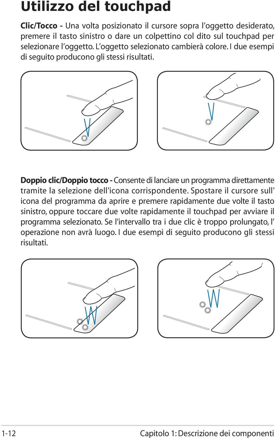 Doppio clic/doppio tocco - Consente di lanciare un programma direttamente tramite la selezione dell'icona corrispondente.