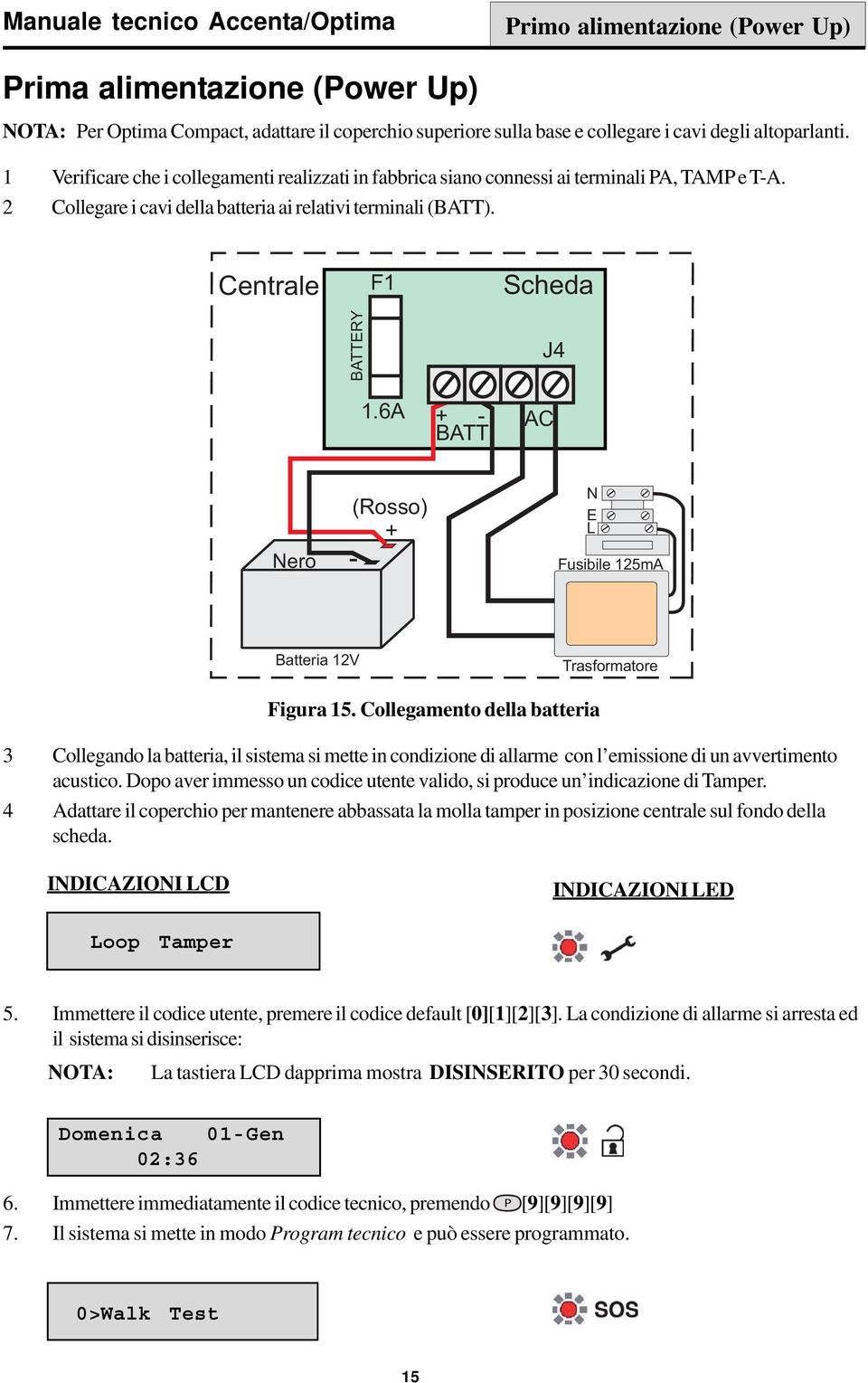 6A + - AC BATT (Rosso) + Nero - N E L Fusibile 125mA Batteria 12V Trasformatore Figura 15.