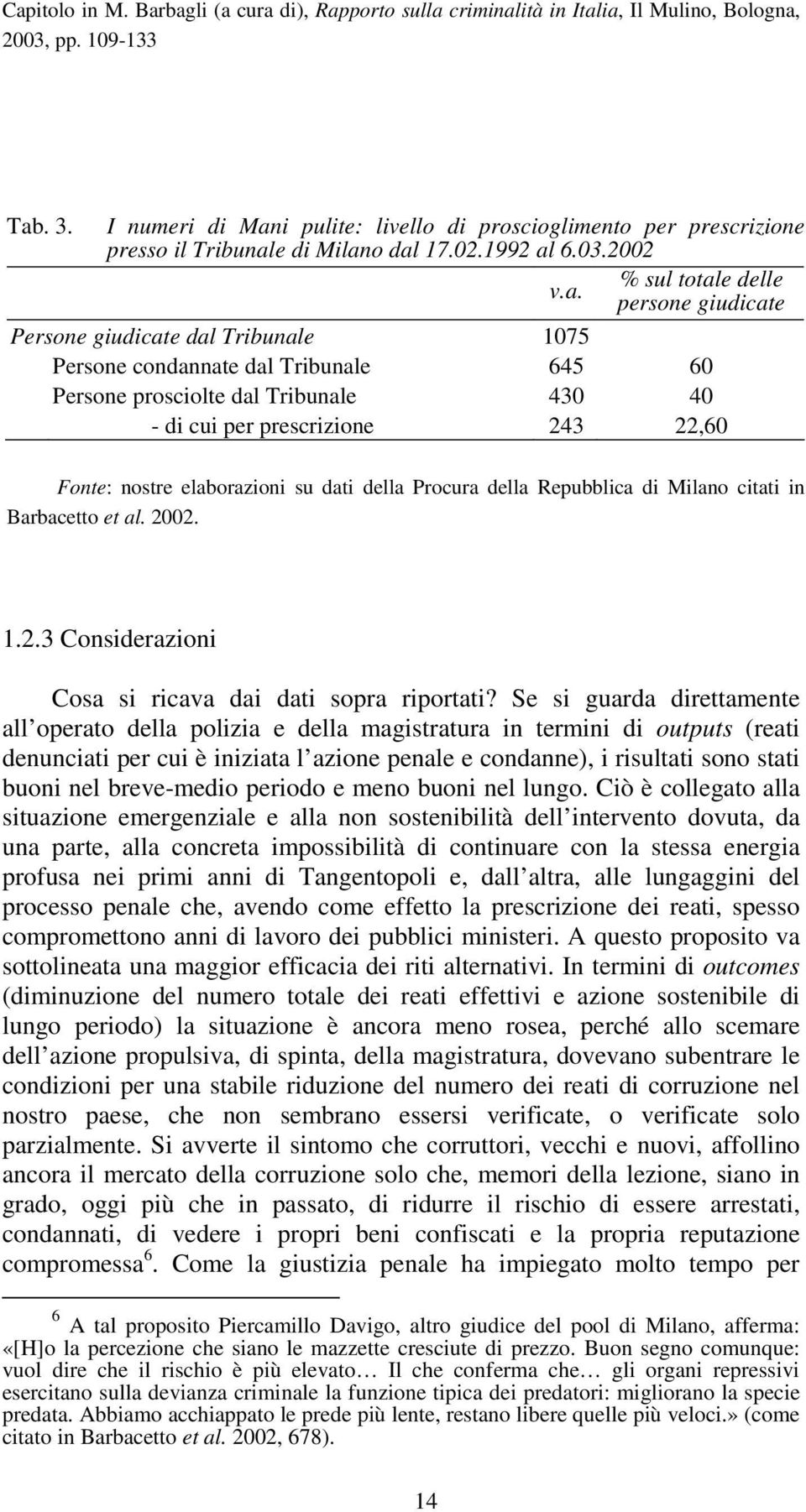 Milano citati in Barbacetto et al. 2002. 1.2.3 Considerazioni Cosa si ricava dai dati sopra riportati?