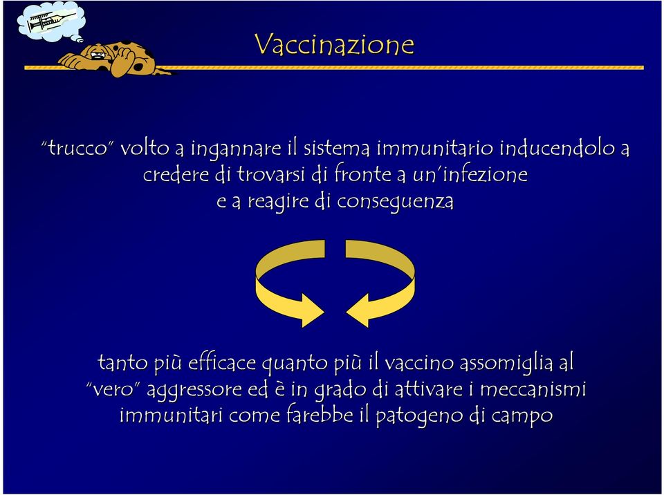 tanto più efficace quanto più il vaccino assomiglia al vero aggressore ed è