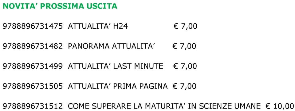 ATTUALITA LAST MINUTE 7,00 9788896731505 ATTUALITA PRIMA