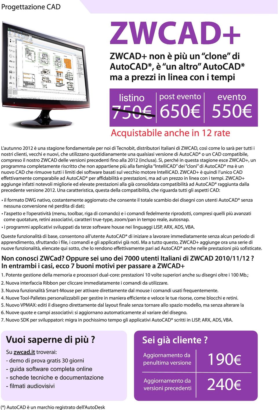 CAD compatibile, compreso il nostro ZWCAD delle fino alla 201 2 (inclusa).