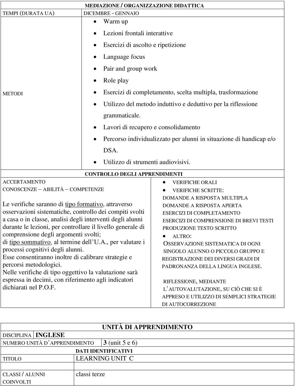 Lavori di recupero e consolidamento Percorso individualizzato per alunni in situazione di handicap e/o DSA. Utilizzo di strumenti audiovisivi.