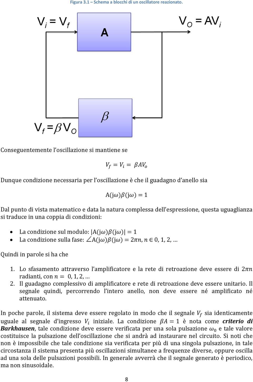 n, qu sta uguag anza si traduce in una coppia di condizioni: La condizione sul modulo: A(j ) (j ) = 1 La condizione sulla fase: A(j ) (j ) =,,,, Quindi in parole si ha che 1.