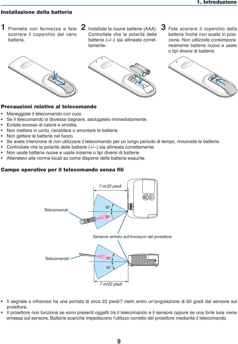 Non utilizzate contemporaneamente batterie nuove e usate o tipi diversi di batterie. OPEN OPEN Precauzioni relative al telecomando Maneggiate il telecomando con cura.