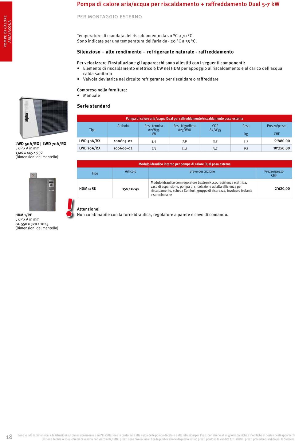 Silenzioso alto rendimento refrigerante naturale - raffreddamento Per velocizzare l installazione gli apparecchi sono allestiti con i seguenti componenti: Elemento di riscaldamento elettrico 6 kw nel